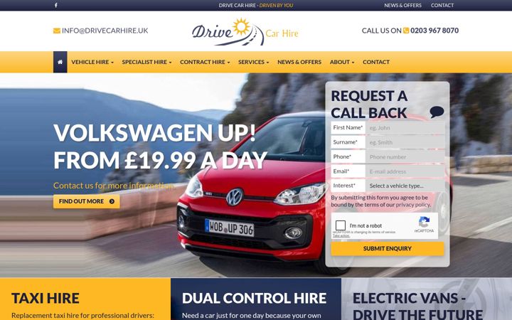 Captură de ecran a drivecarhire.uk