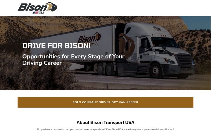 Screenshot of driveforbisontransport.com