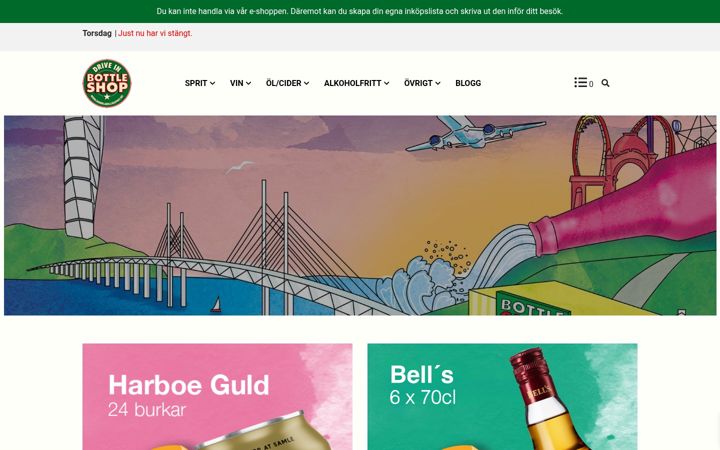 Screenshot του driveinbottleshop.dk