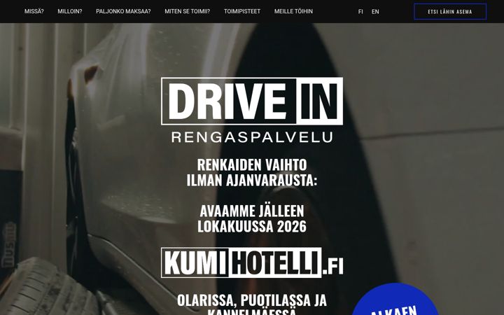 Skærmbillede af driveinrengaspalvelu.fi