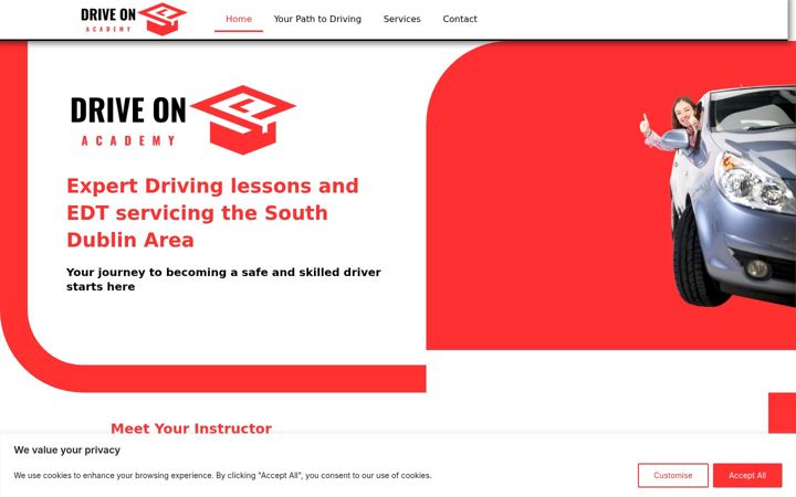 Captura de pantalla de driveonacademy.ie