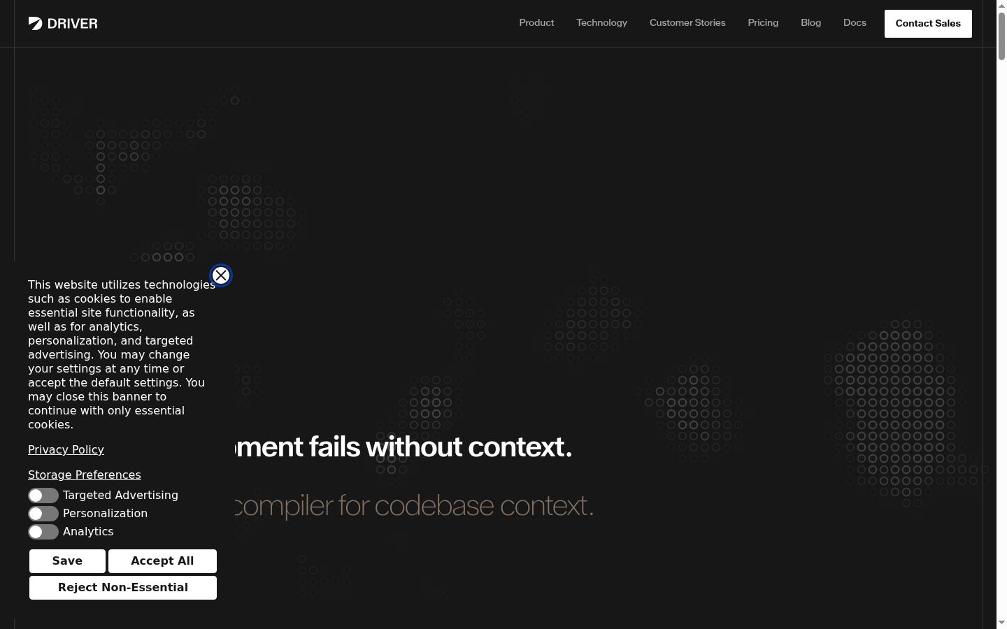 Screenshot of the consent banner shown before any interaction