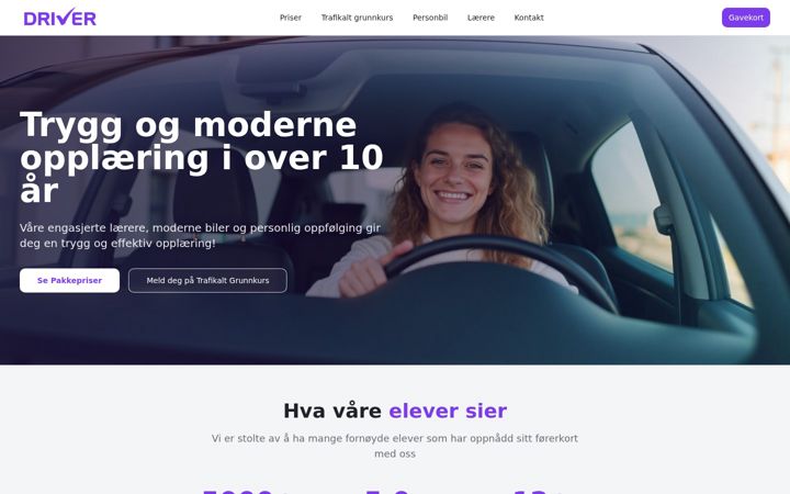 Kuvakaappaus sivustosta driver.no