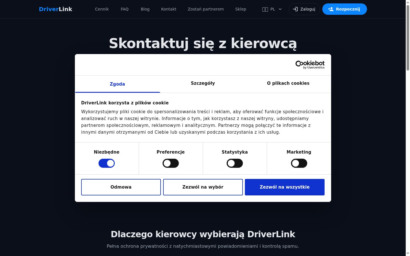 Snímek obrazovky baneru souhlasu zobrazeného před jakoukoli interakcí
