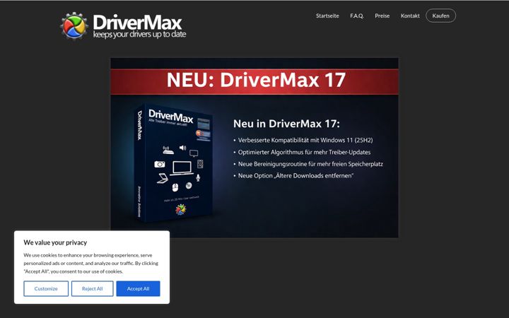 Screenshot of drivermax.de