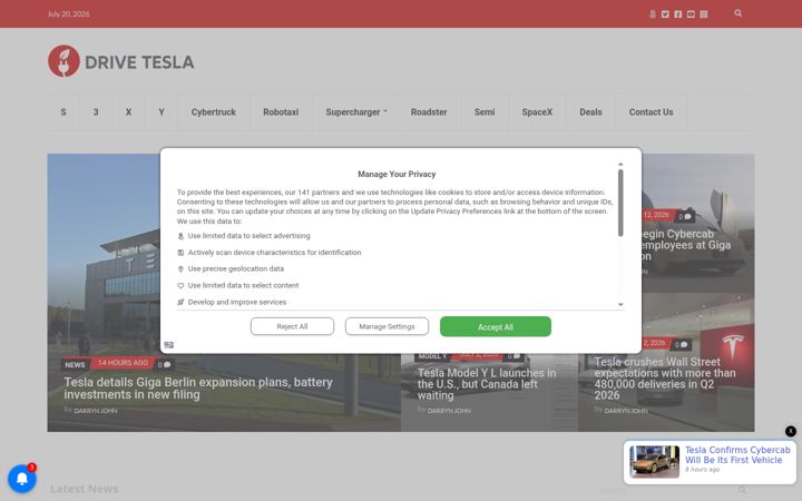 Screenshot of driveteslacanada.ca
