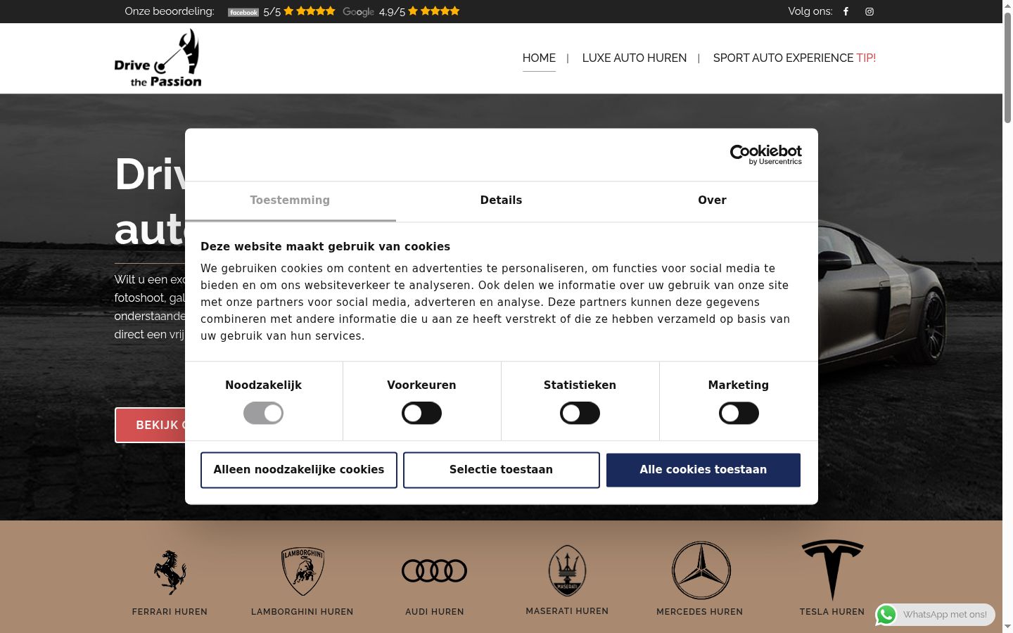 Screenshot del banner di consenso mostrato prima di qualsiasi interazione