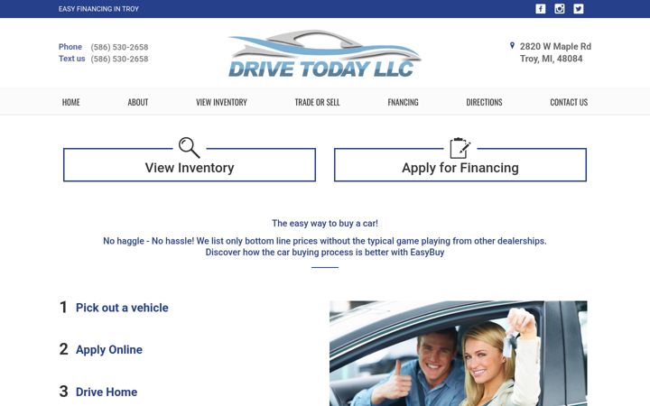 Screenshot of drivetodaynow.com