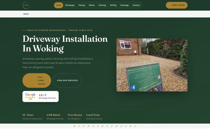 Screenshot von drivewayswoking.co.uk