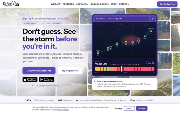 Screenshot of driveweatherapp.com