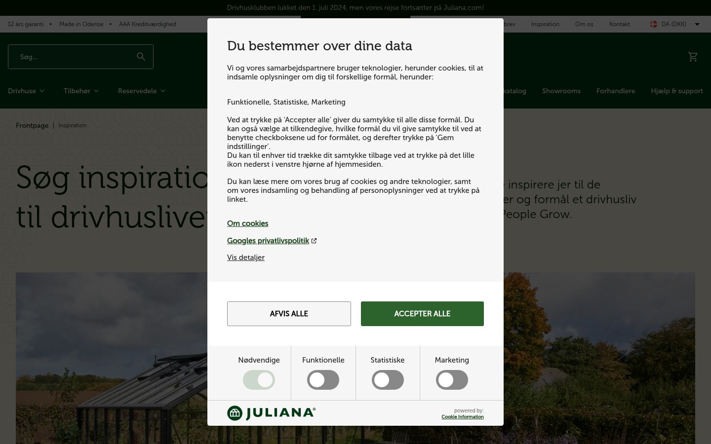 Screenshot del banner di consenso mostrato prima di qualsiasi interazione