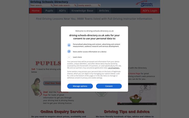Screenshot von driving-schools-directory.co.uk