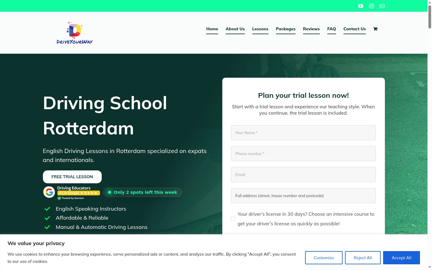 Screenshot del banner di consenso mostrato prima di qualsiasi interazione