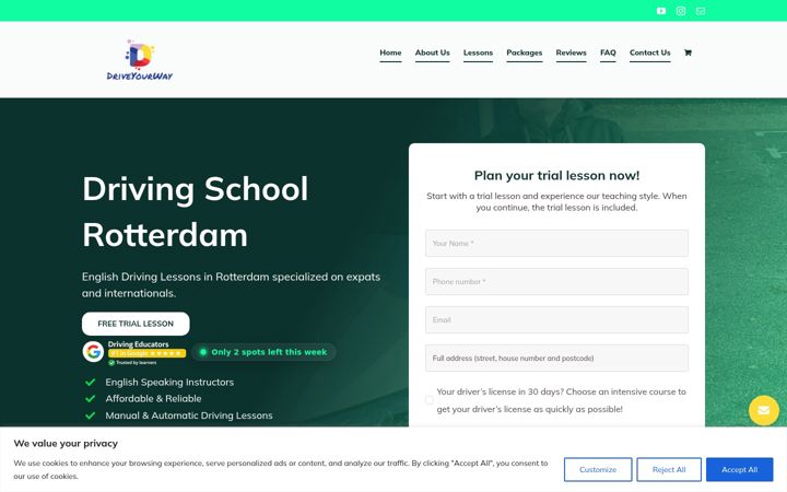 Screenshot di drivingacademyrotterdam.nl