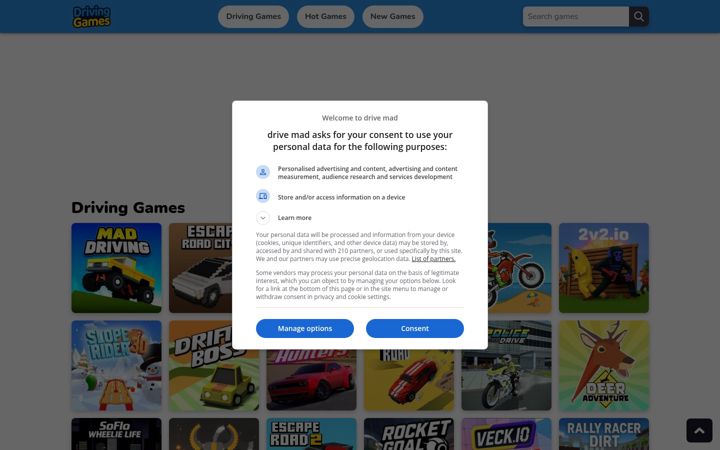 Screenshot of drivinggames.io