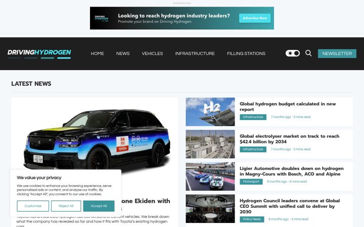 Screenshot of drivinghydrogen.com