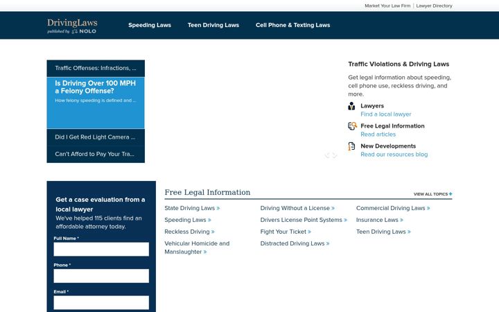 Screenshot von drivinglaws.org