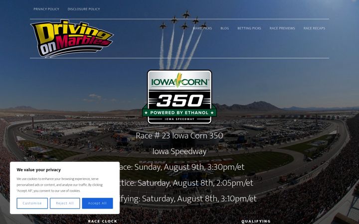 Screenshot of drivingonmarbles.com