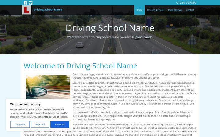 Screenshot von drivingschoolwebsites.uk