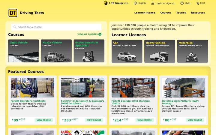 Screenshot of drivingtests.co.nz
