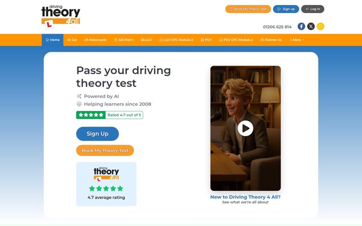 Screenshot von drivingtheory4all.co.uk