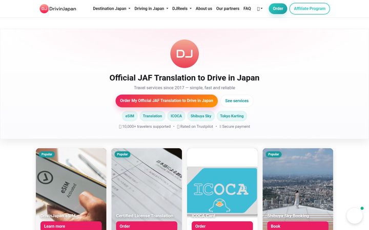 Screenshot of drivinjapan.com