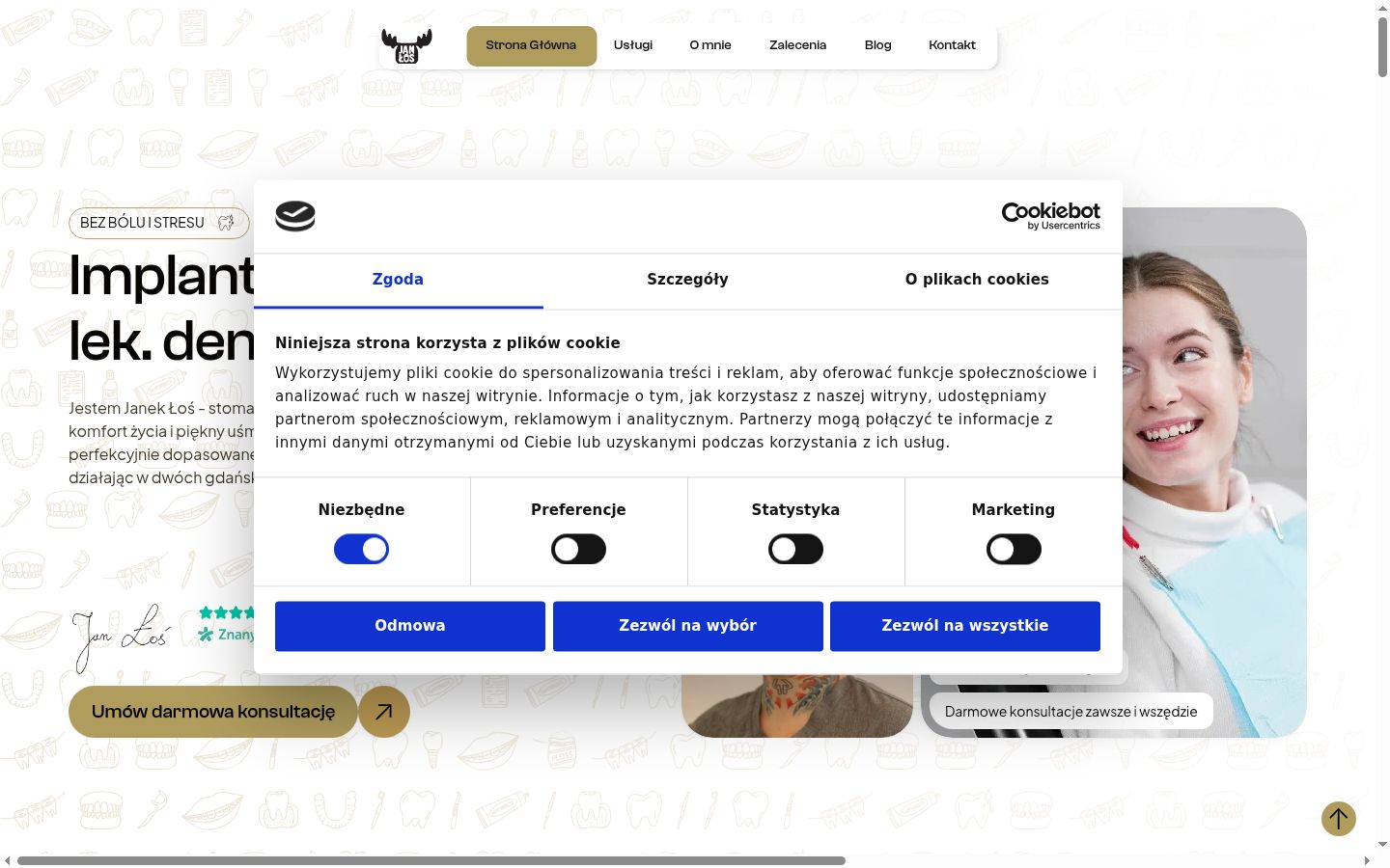 Snímek obrazovky baneru souhlasu zobrazeného před jakoukoli interakcí
