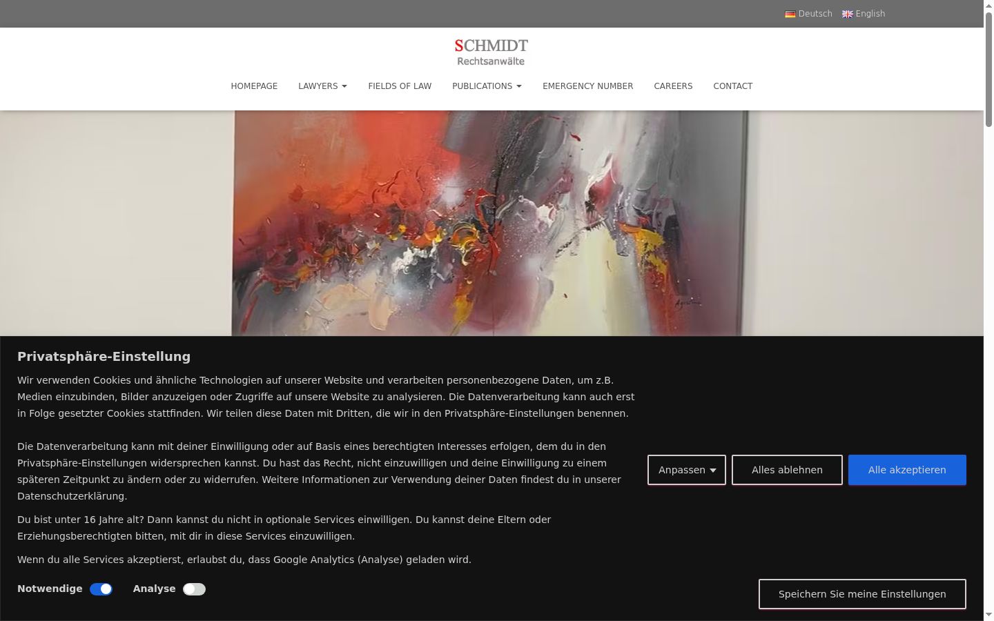 Screenshot of the consent banner shown before any interaction