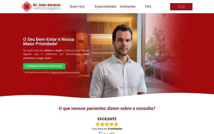 Screenshot stránky drjoaosaraiva.com.br