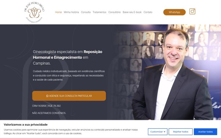 Screenshot stránky drjosepedrobruno.com.br