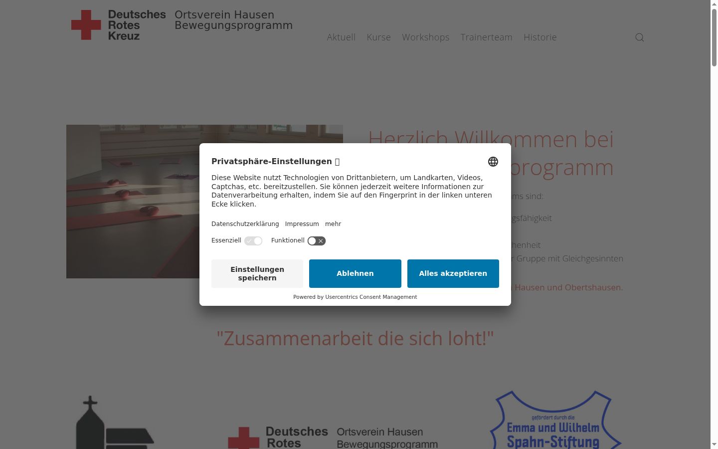 Screenshot del banner di consenso mostrato prima di qualsiasi interazione