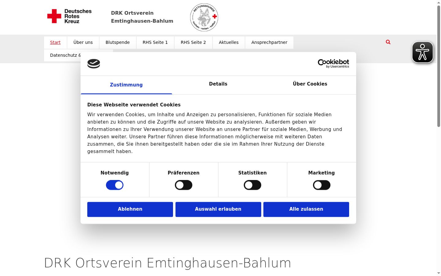 Screenshot van de toestemmingsbanner zoals getoond vóór enige interactie