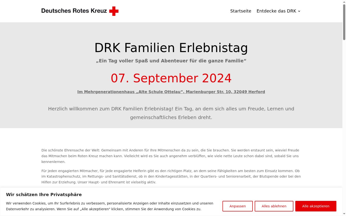 Ekrānuzņēmums ar piekrišanas baneri, kas tika rādīts pirms jebkādas mijiedarbības