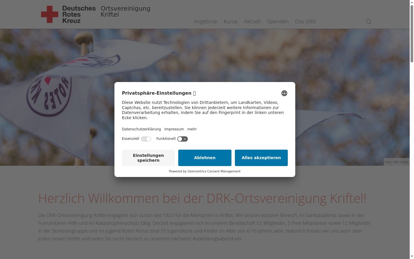 Screenshot tal-banner tal-kunsens muri qabel kwalunkwe interazzjoni