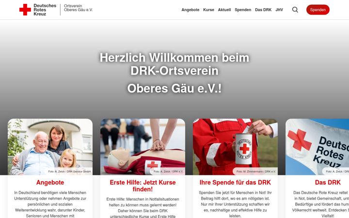 Kuvakaappaus sivustosta drk-moetzingen.de