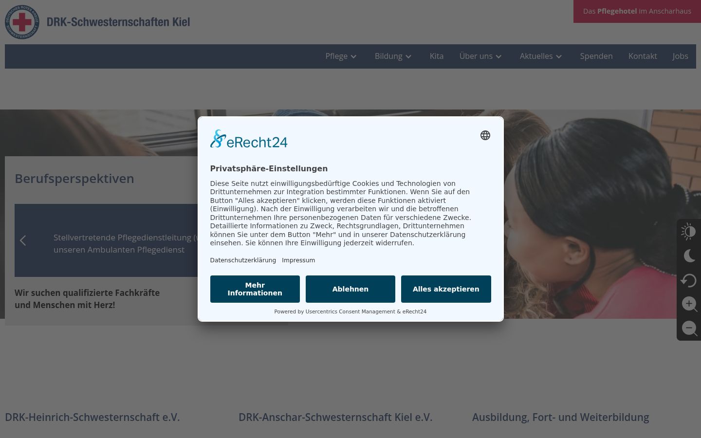 Capture d'écran de la bannière de consentement affichée avant toute interaction