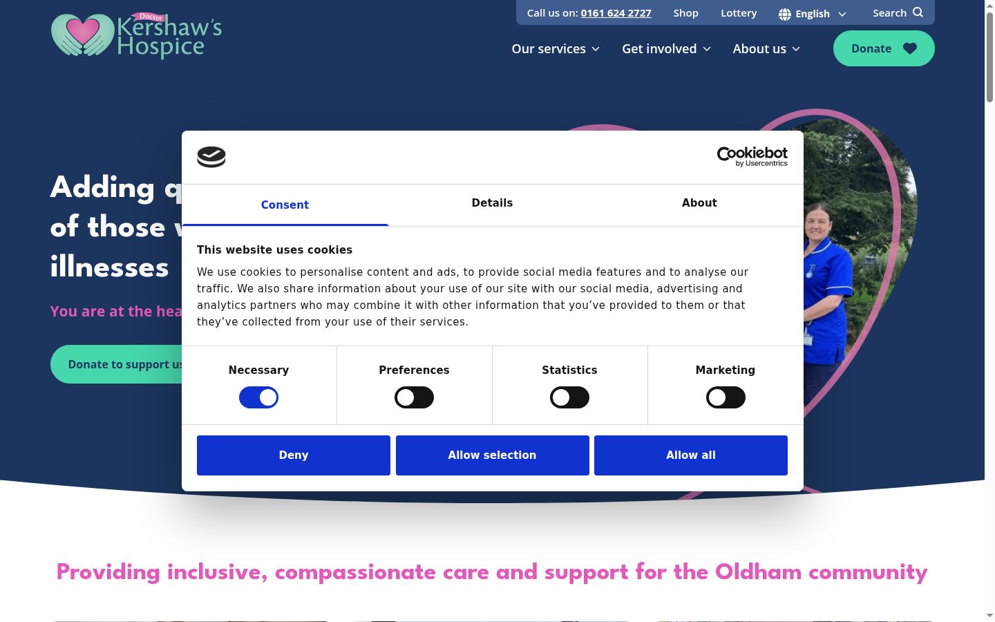 Screenshot del banner di consenso mostrato prima di qualsiasi interazione