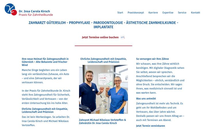 Kuvakaappaus sivustosta drkirsch.de