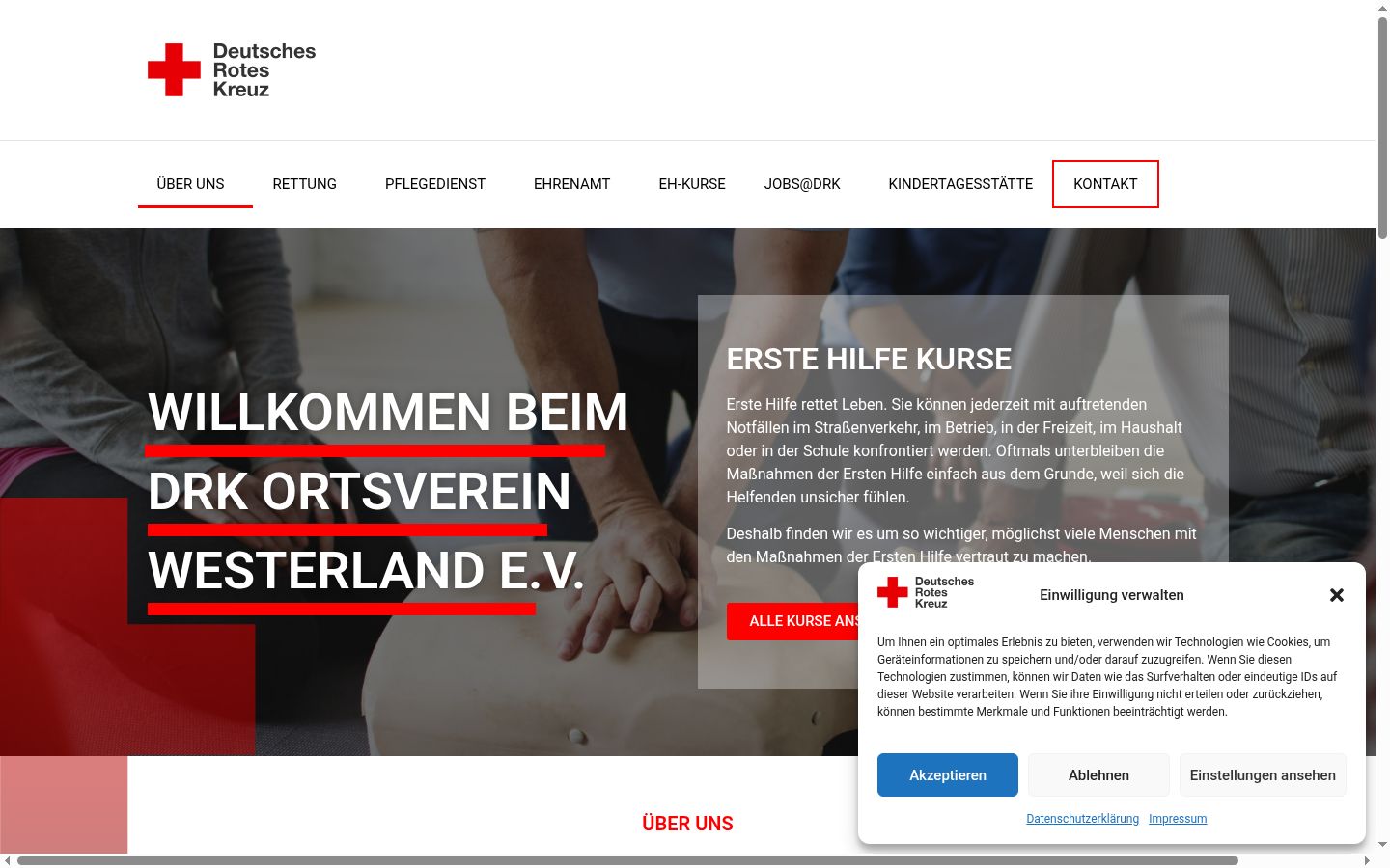 Screenshot of the consent banner shown before any interaction
