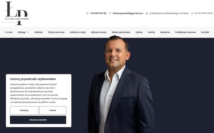 Kuvakaappaus sivustosta drlukaszporebski.pl