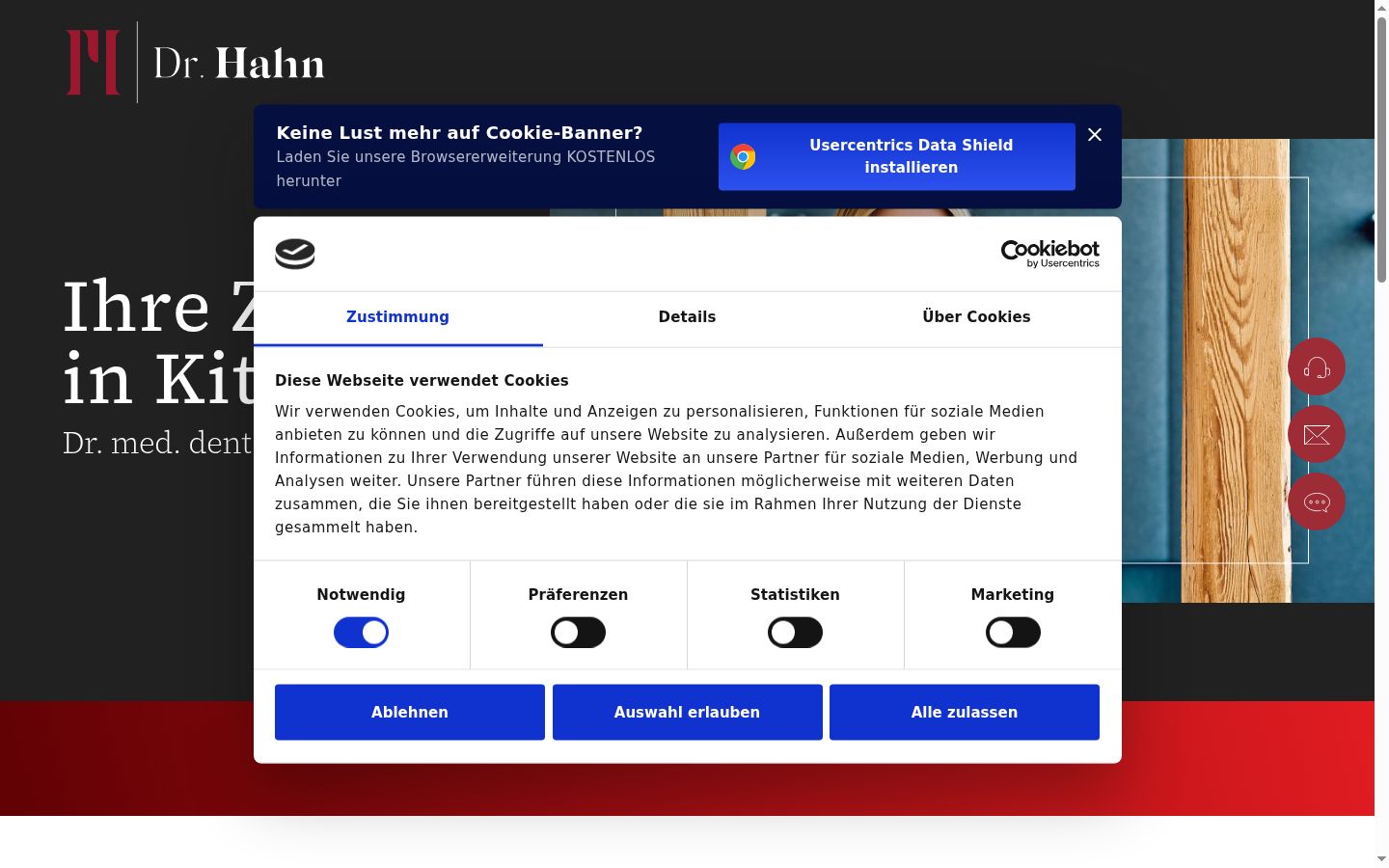 Sutikimo reklamjuostės, rodytos prieš bet kokią sąveiką, ekrano kopija