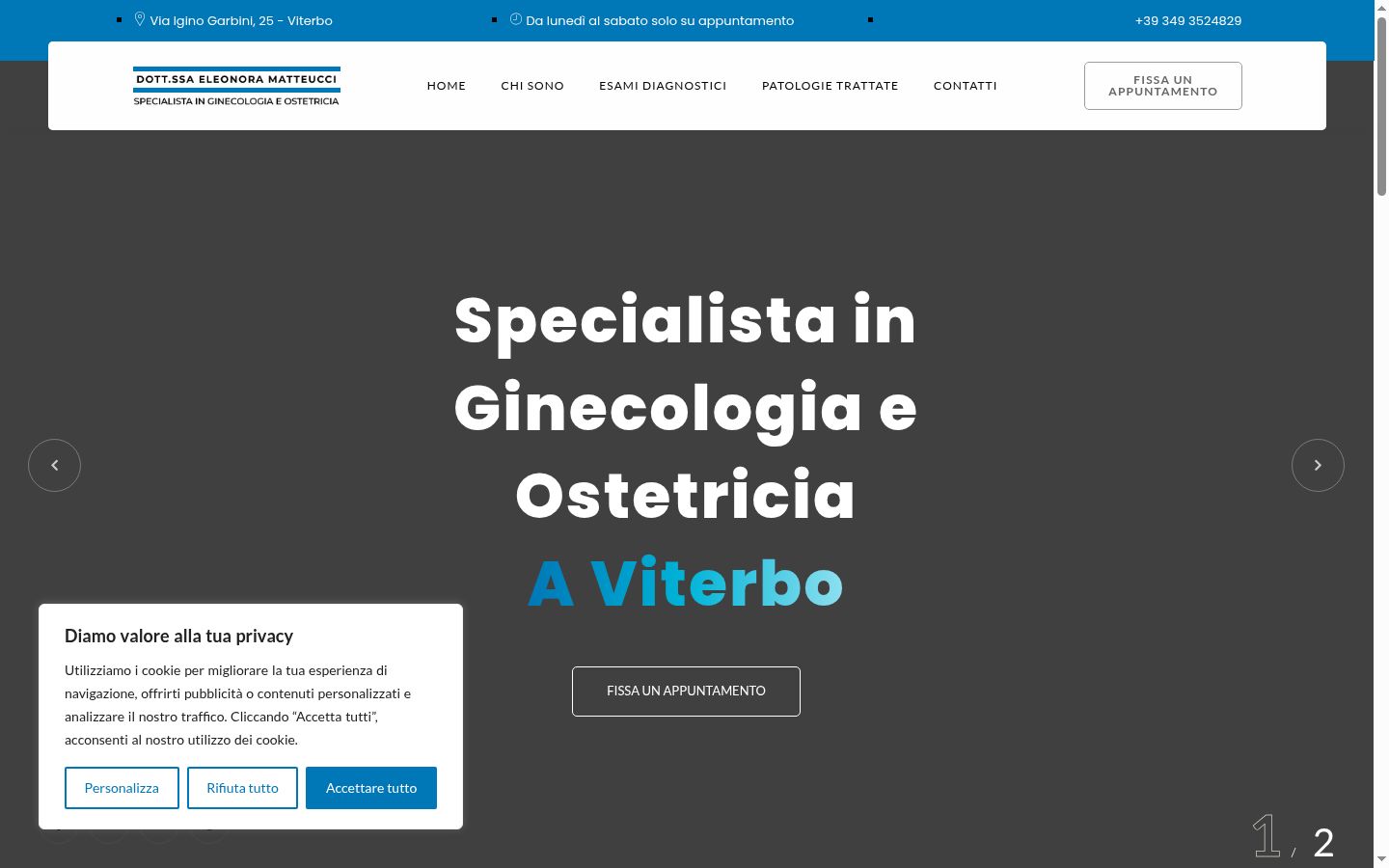 Screenshot del banner di consenso mostrato prima di qualsiasi interazione