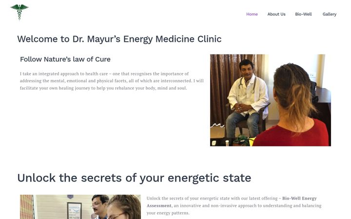 Screenshot of drmayursenergymedicine.com