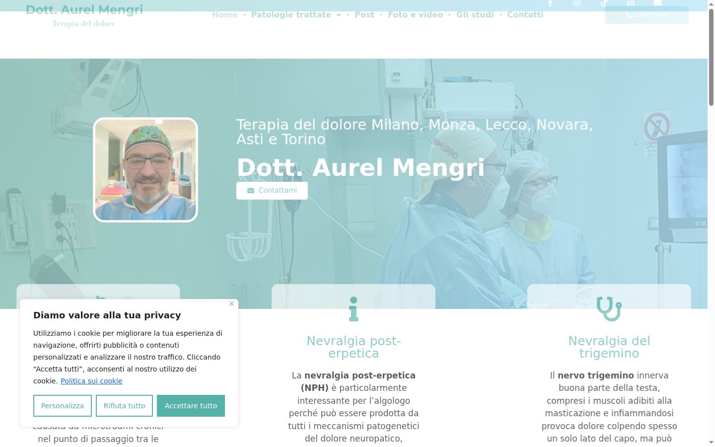 Screenshot del banner di consenso mostrato prima di qualsiasi interazione