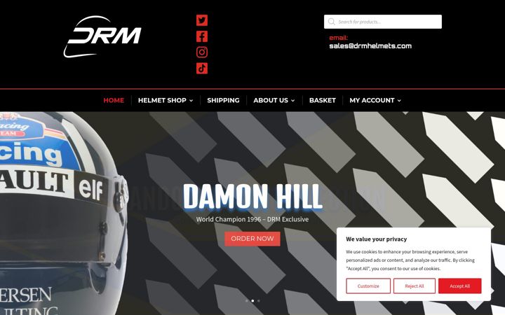 Screenshot of drmhelmets.com