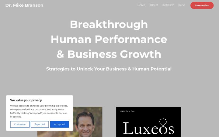Screenshot of drmikebranson.com