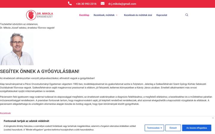 Екранна снимка на drmikolaersebeszet.hu