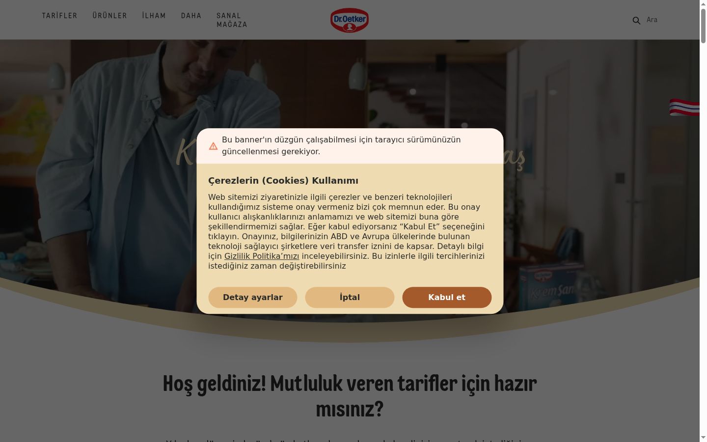 Snímka obrazovky banera súhlasu zobrazeného pred akoukoľvek interakciou
