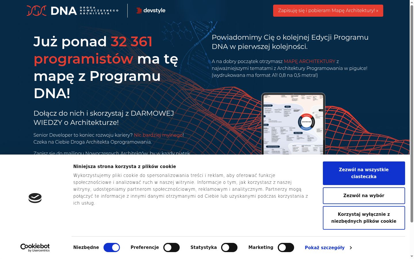 Ekrānuzņēmums ar piekrišanas baneri, kas tika rādīts pirms jebkādas mijiedarbības
