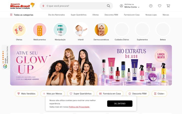 Screenshot of drogariaminasbrasil.com.br